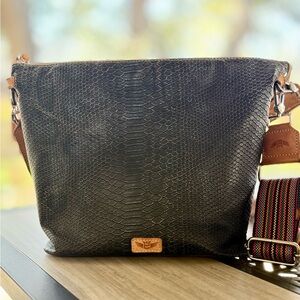 Consuela Rattler Hobo Bag Snake Embossed Crossbody Shoulder Convertible Tote